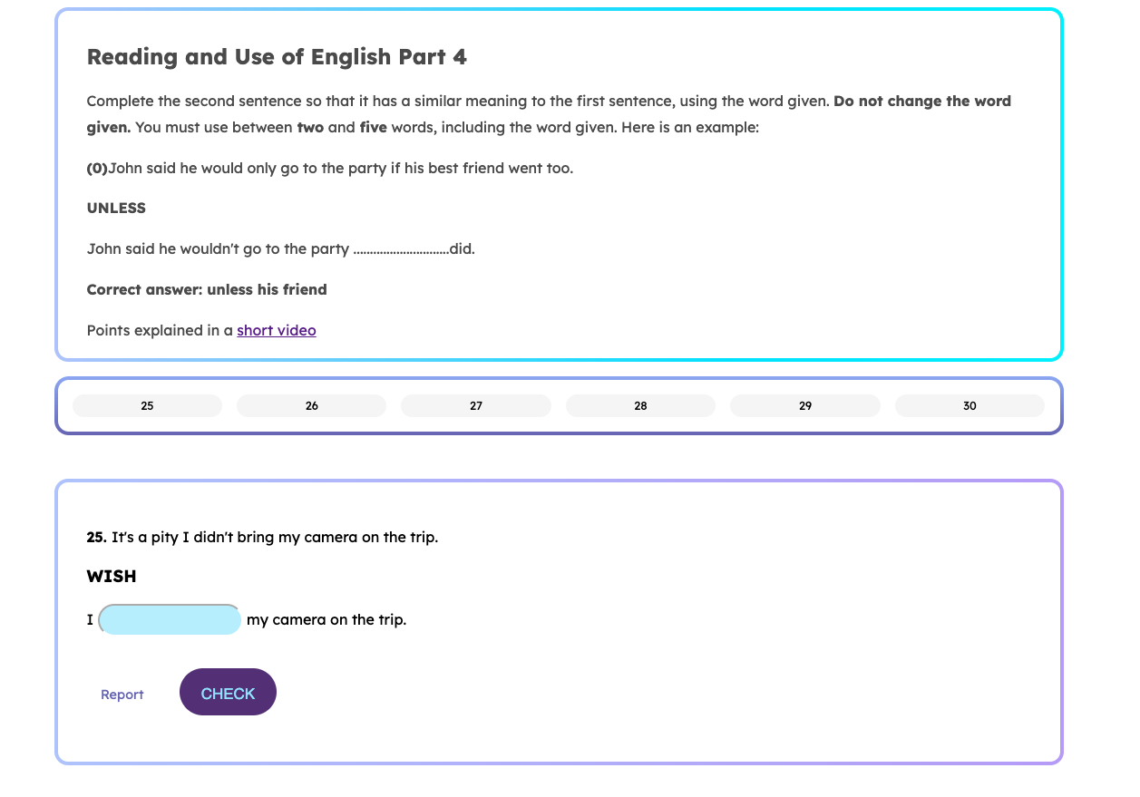 B2 First Reading and Use of English Part 4 Sample