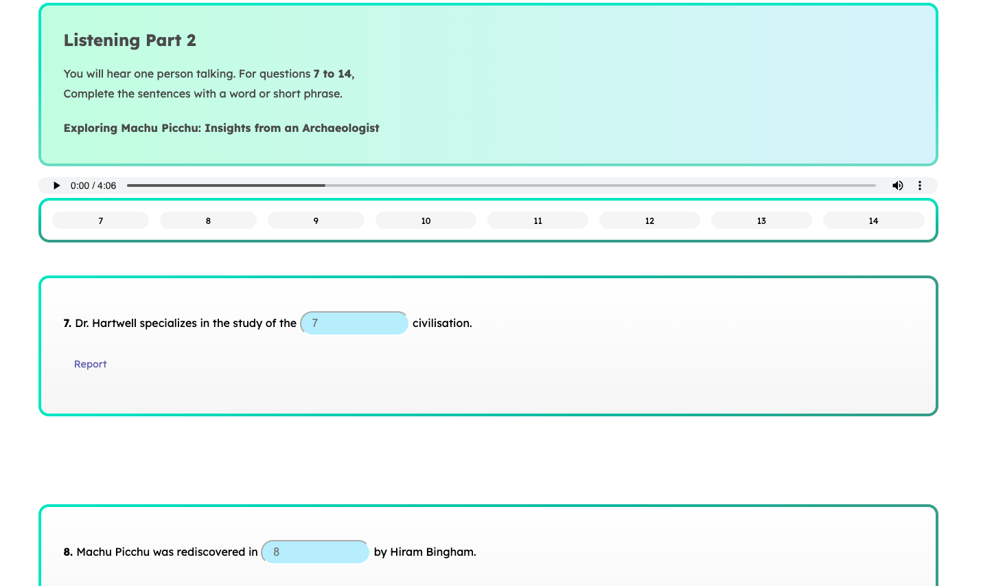 Cambridge C1 Advanced Listening Part 2 Sample