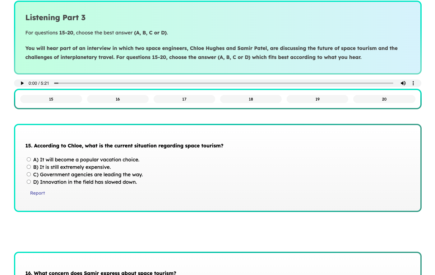Cambridge C1 Advanced Listening Part 3 Sample