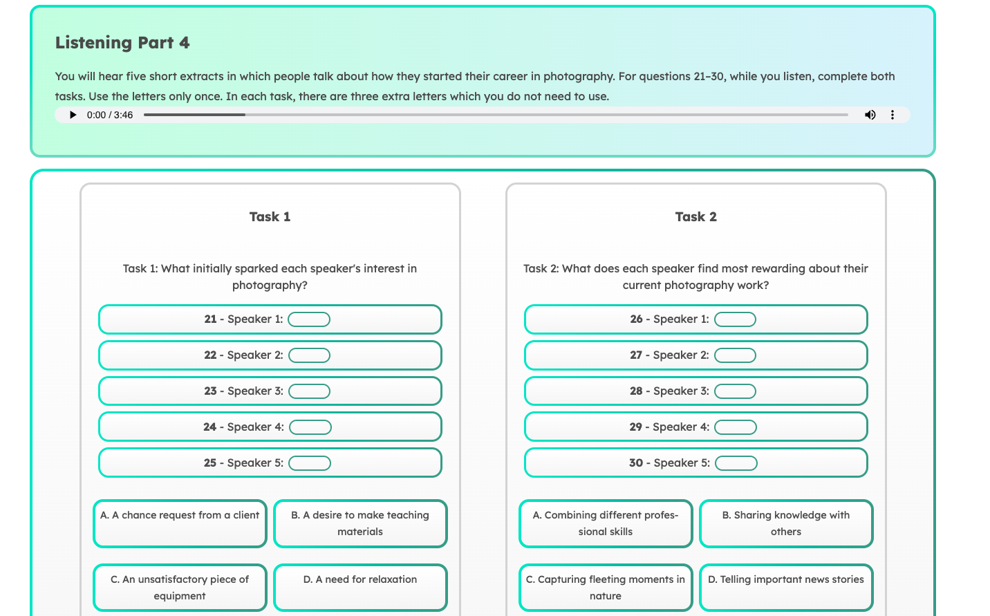 Cambridge C1 Advanced Listening Part 4 Sample