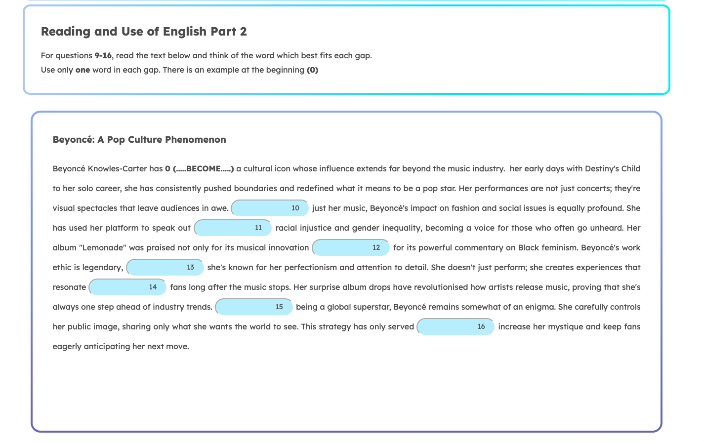 Cambridge C1 Advanced Reading and Use of English Part 2 Sample