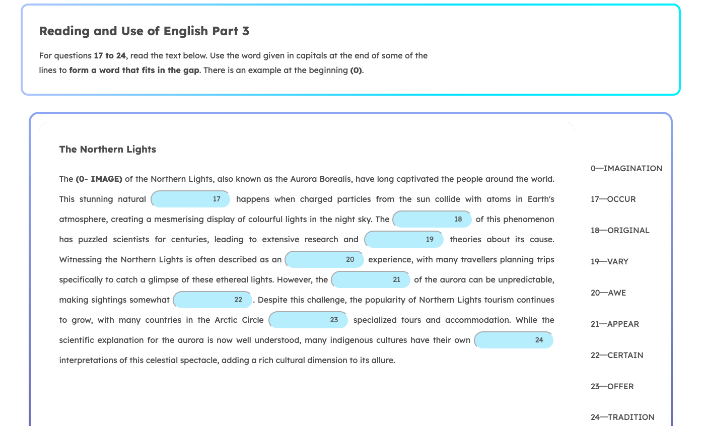 Cambridge C1 Advanced Reading and Use of English Part 3 Sample